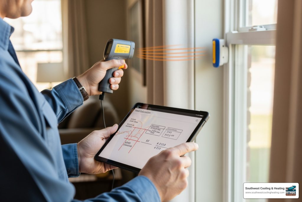 HVAC load calculation home energy audit diagram
