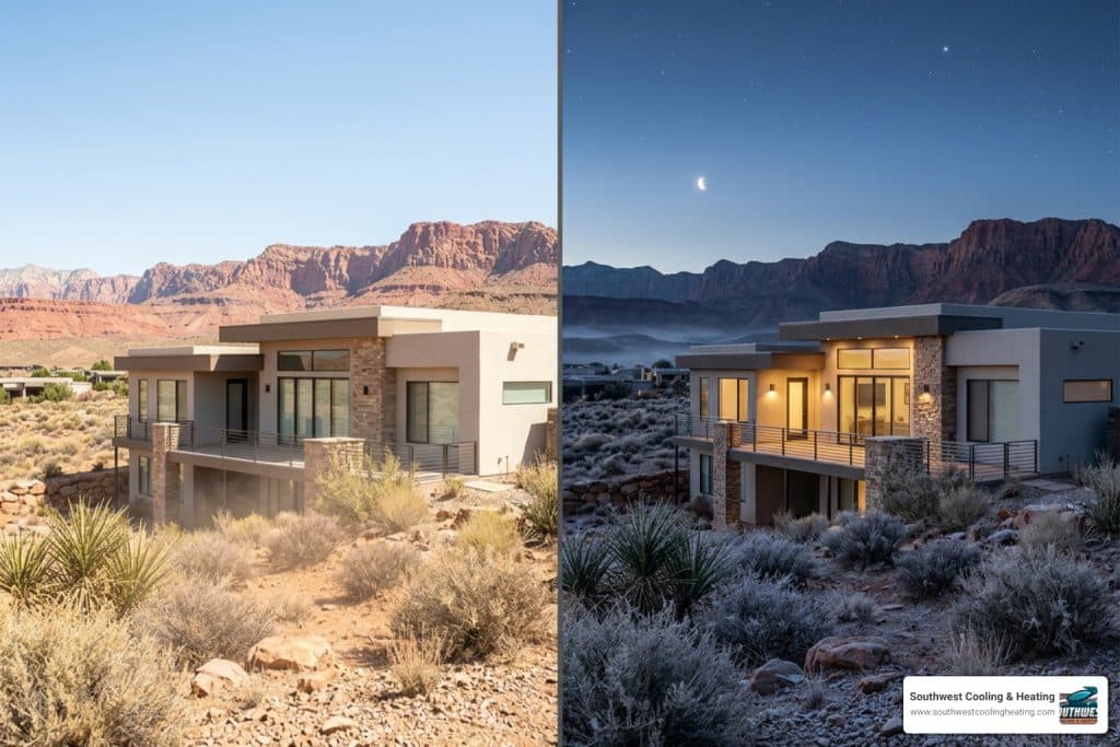 extreme summer heat and cool winter nights stress desert temperature swings St. George Utah